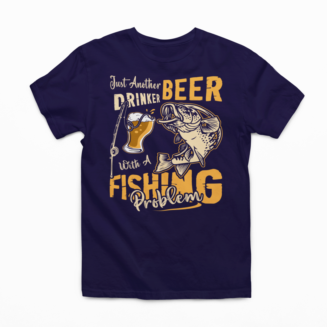 Just Another Beer Drinker With A Fishing Problem Graphic Tee Mens T-shirt Tea Shirt Shoppe S Navy