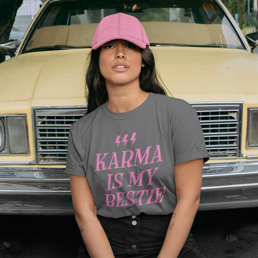 Karma Is My Bestie Graphic Tee T-shirt Tea Shirt Shoppe YS Charcoal