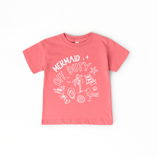Mermaid Off Duty Toddler/Youth Graphic Tee Youth Graphic Tee Tea Shirt Shoppe 2T Passion Fruit