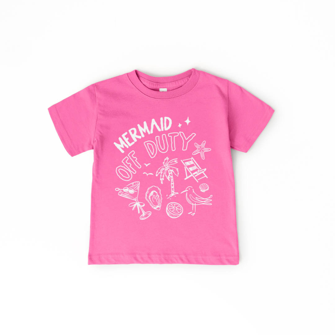 Mermaid On Duty Toddler/Youth Graphic Tee Youth Graphic Tee Tea Shirt Shoppe 2T Raspberry