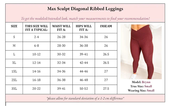 Wisteria Max Sculpt Diagonal Ribbed Leggings Women > Pants > Leggings Tea-Shirt Shoppe