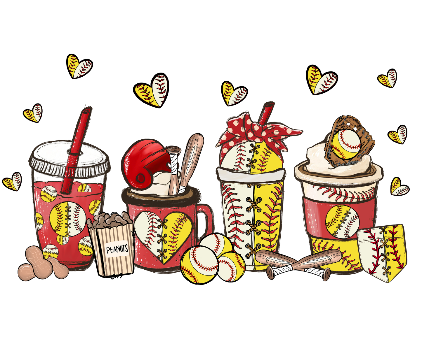 Game Day Drinks Baseball & Softball Hot Peel Custom Full Color Ready For Press DTF Print Transfer, Direct To Film Tea-Shirt Shoppe