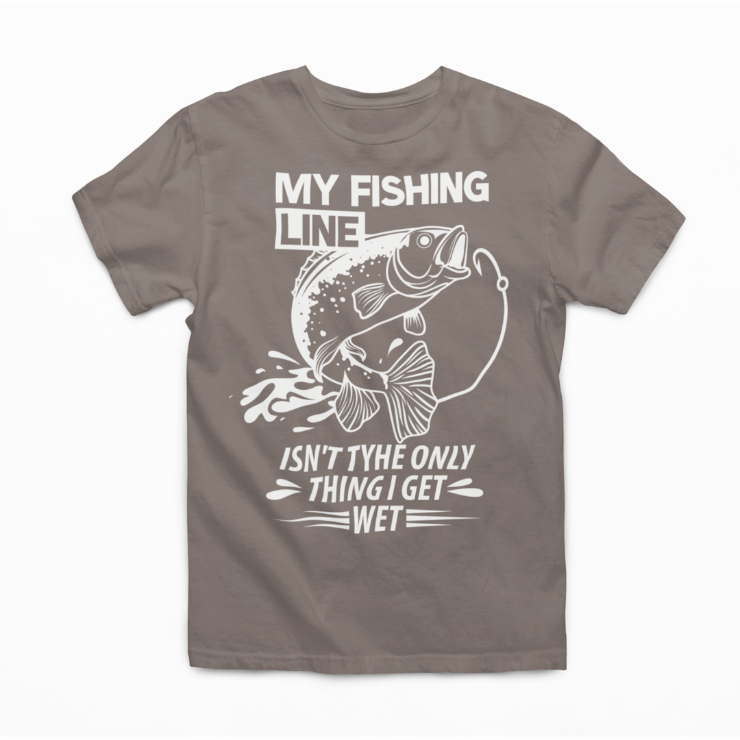 My Fishing Line Graphic Tee Mens T-shirt Tea Shirt Shoppe S Pebble