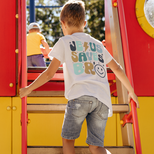 Jesus Saves Bro Graphic Tee Youth Graphic Tee Tea Shirt Shoppe 2T Natural