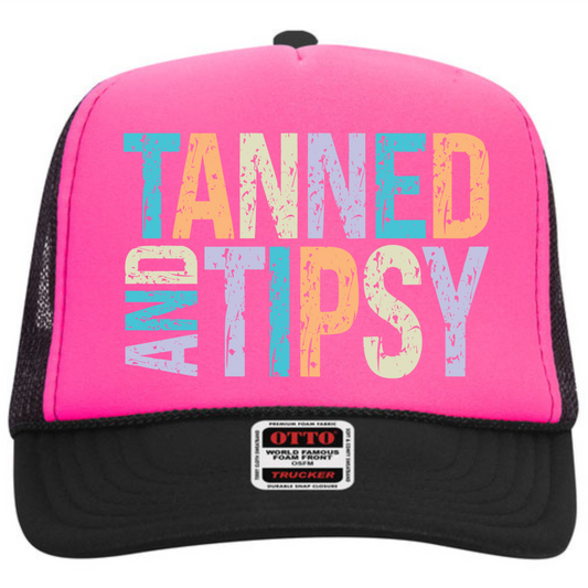 Tanned And Tipsy Trucker Hat Hat Tea-Shirt Shoppe