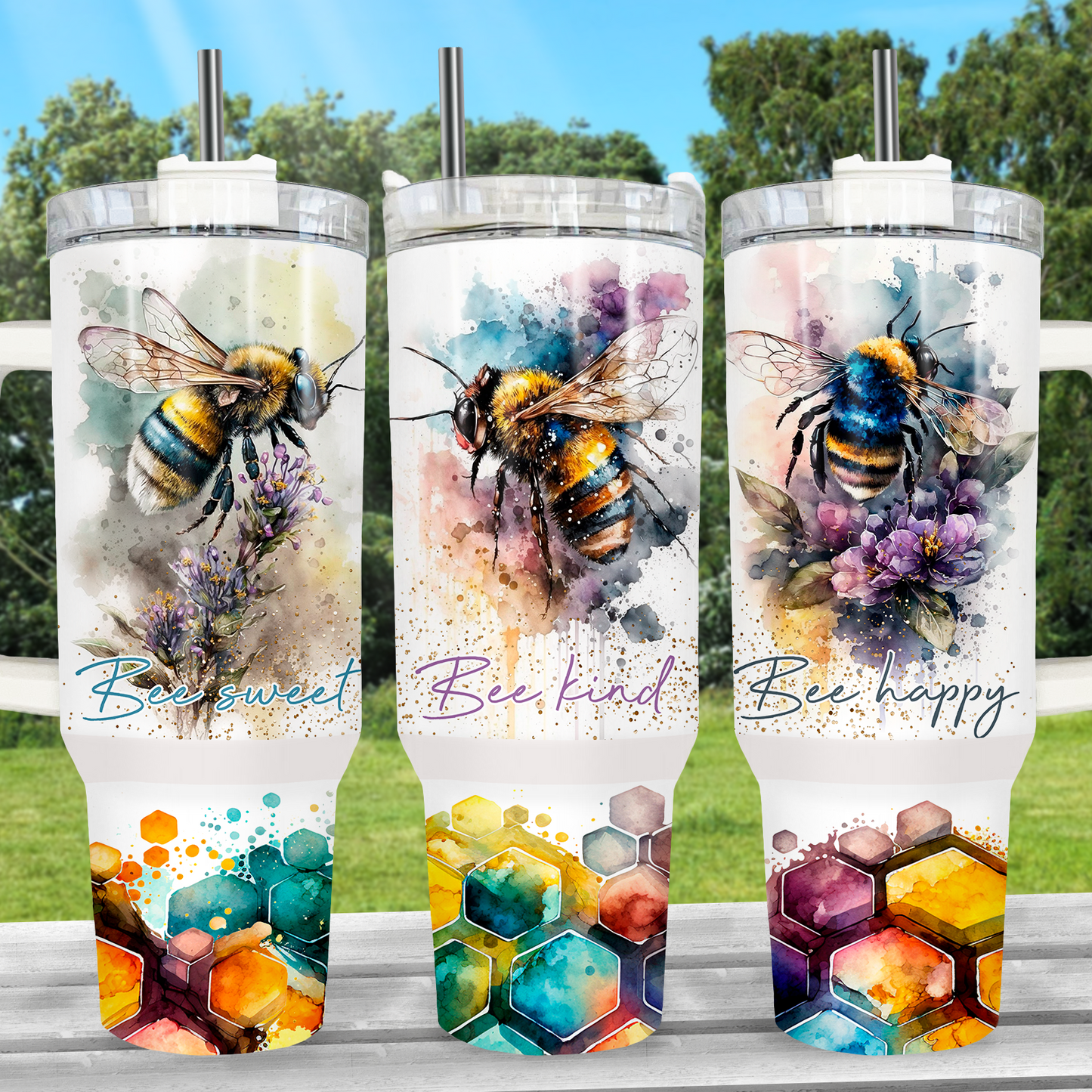 Bee 40oz Stainless Steel Tumbler Tumbler Tea-Shirt Shoppe