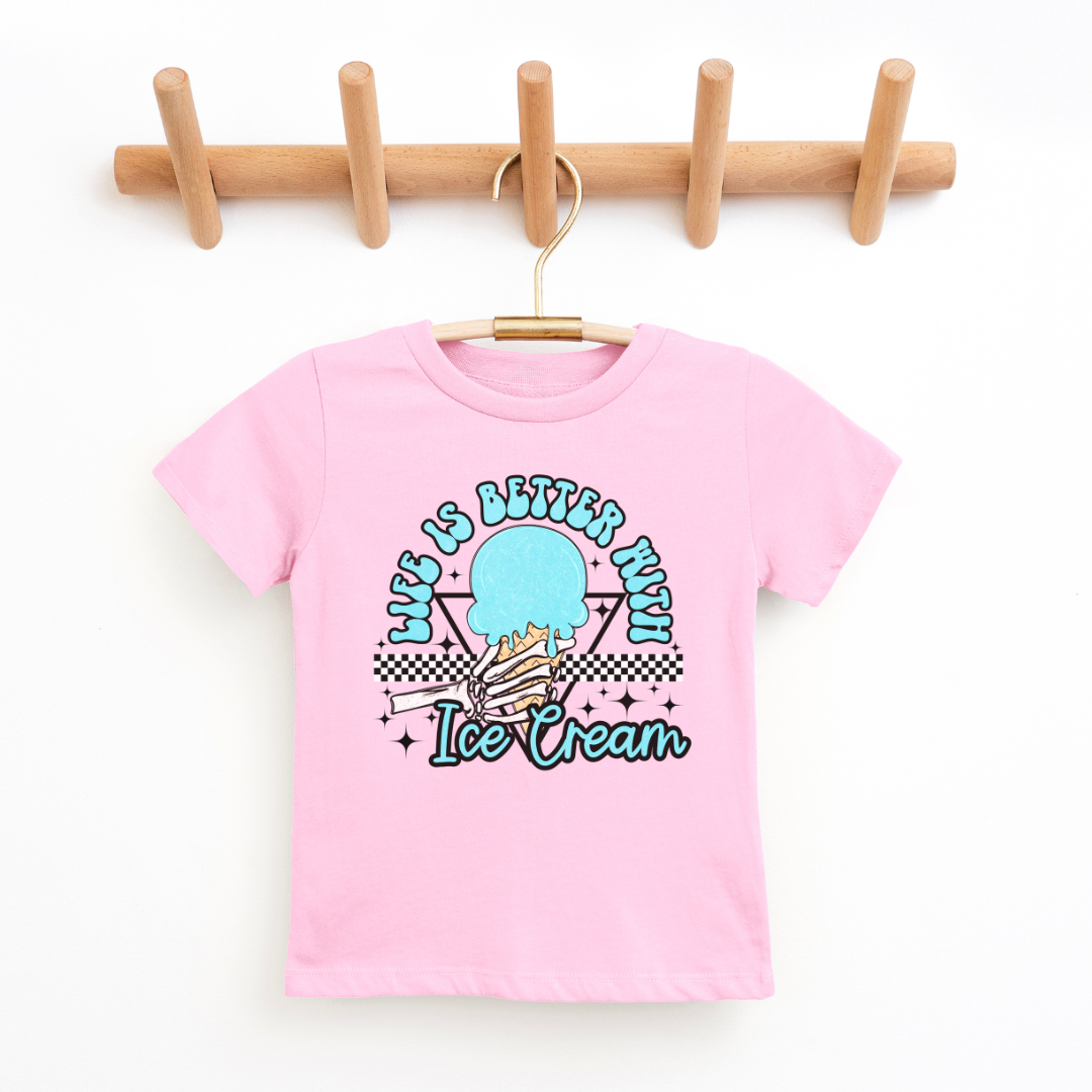 Life Is Better With Ice Cream Graphic Tee Youth Graphic Tee Tea Shirt Shoppe 2T Pink