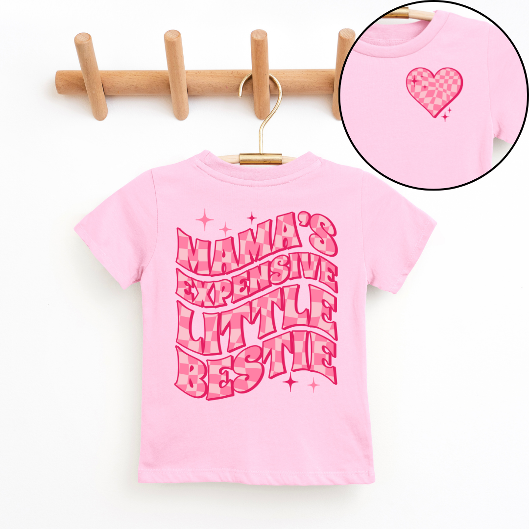 Mama's Expensive Little Bestie Youth & Toddler Graphic Tee Youth Graphic Tee Tea Shirt Shoppe 2T Pink