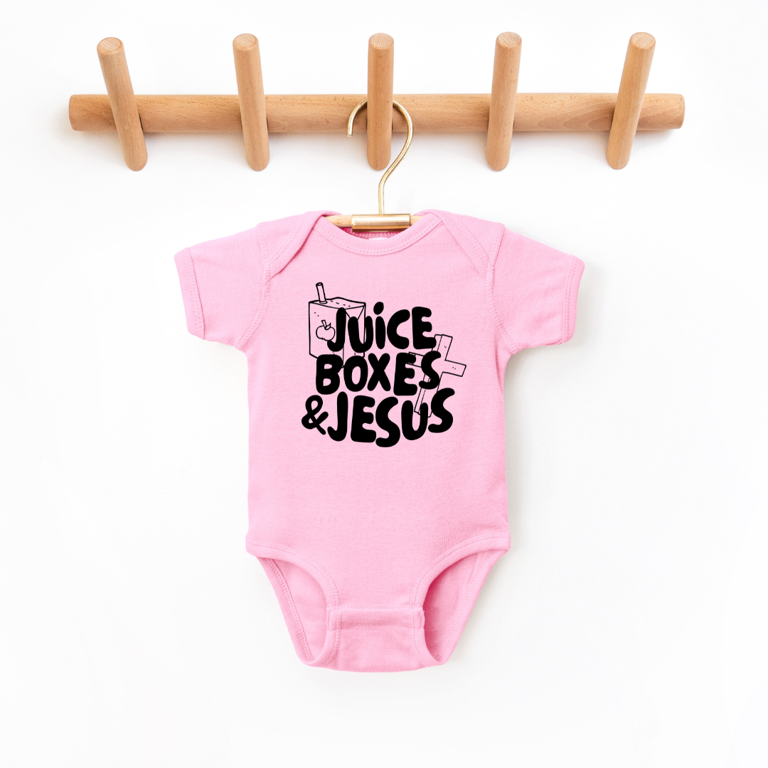 Juice Boxes & Jesus Infant Bodysuit Baby & Toddler Clothing Tea Shirt Shoppe NB - Bodysuit Pink