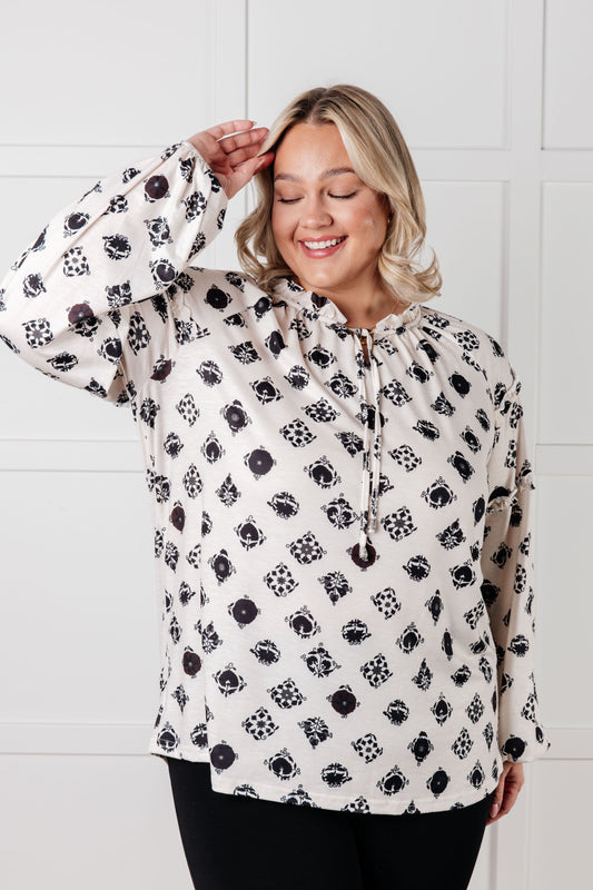 Quick Follow Up Floral Tile Blouse in knit – alternate view 2