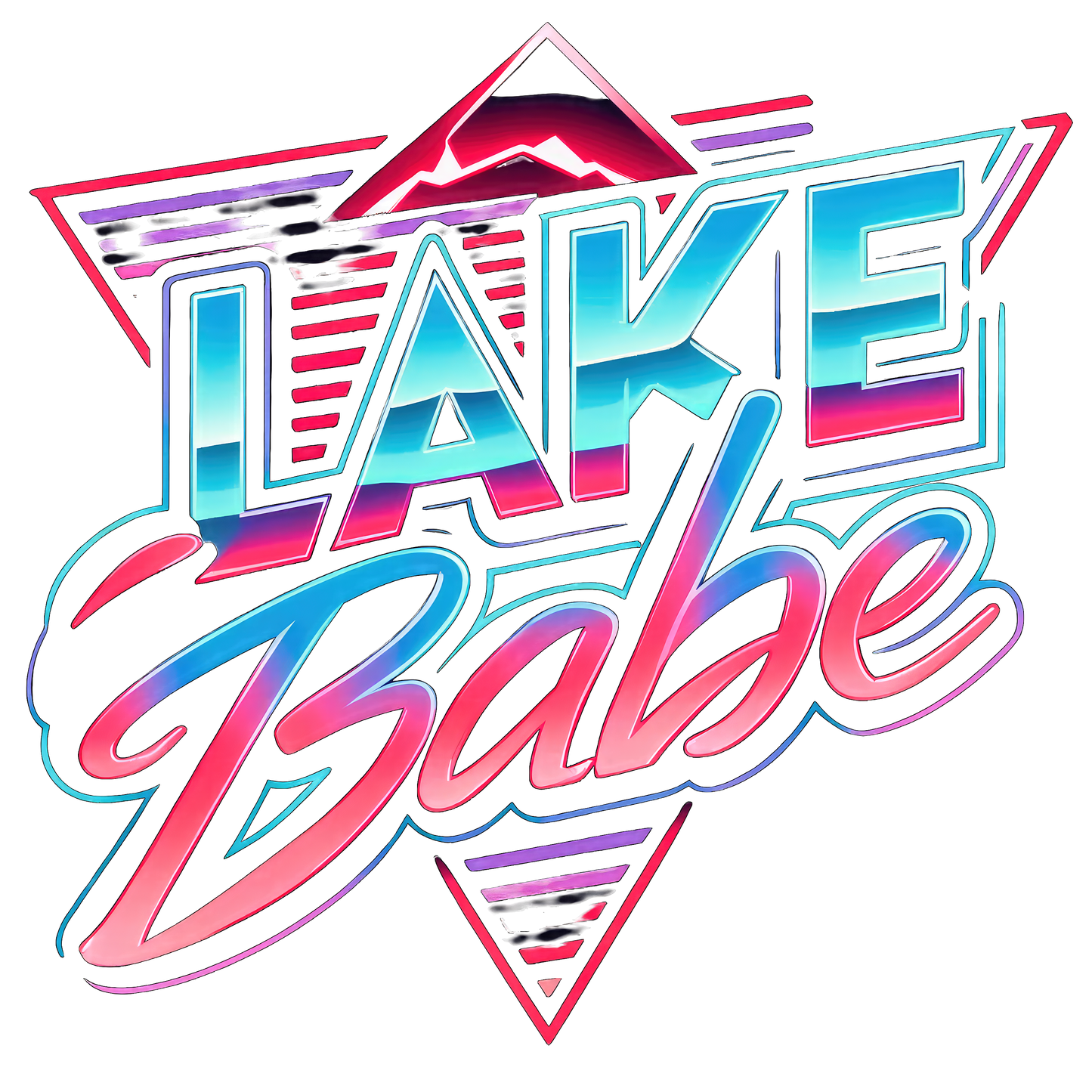 Retro Lake Babe Neon Hot Peel Custom Full Color Ready For Press DTF Print Transfer, Direct To Film Tea-Shirt Shoppe
