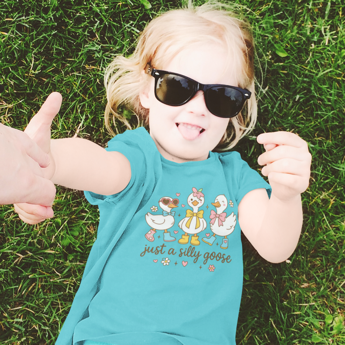Just a Silly Goose Graphic Tee Youth Graphic Tee Tea Shirt Shoppe 2T Carribean
