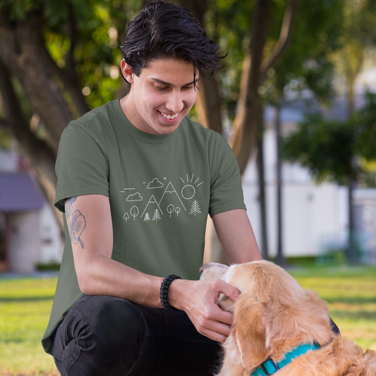 Campground Sketch Graphic Tee T-shirt Tea Shirt Shoppe S Military Green