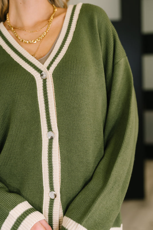 Something Simple Full Front Button Down Cardigan in knit – alternate view 2