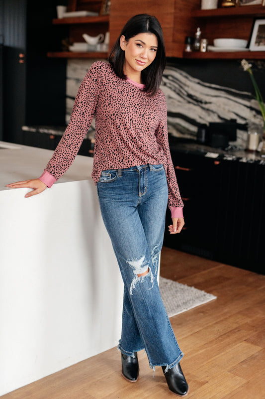 Spotted Around Town Long Sleeve Top in jersey – alternate view 2