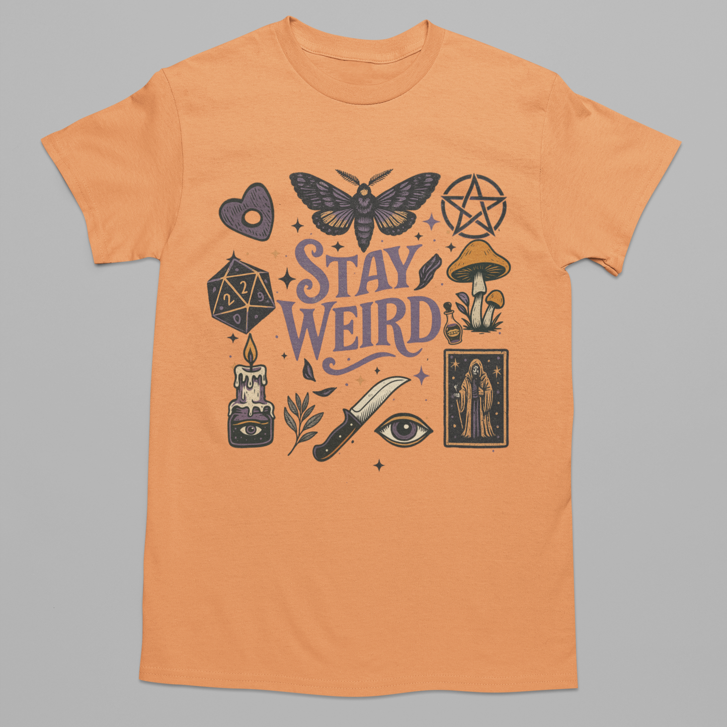 Stay Weird Magic Graphic Tee T-shirt Tea Shirt Shoppe S Tangerine