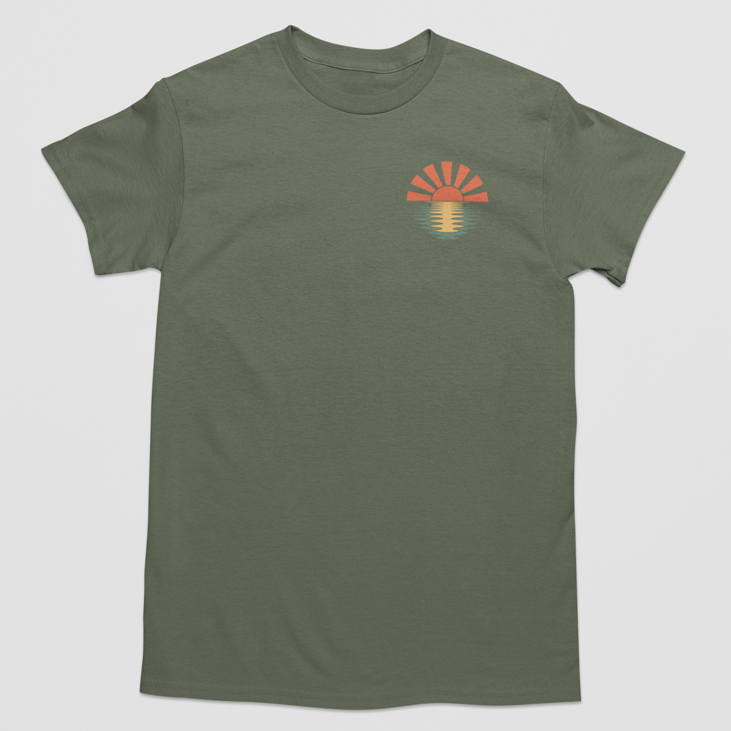 Golden Hour Glow Graphic Tee T-shirt Tea Shirt Shoppe S Military Green
