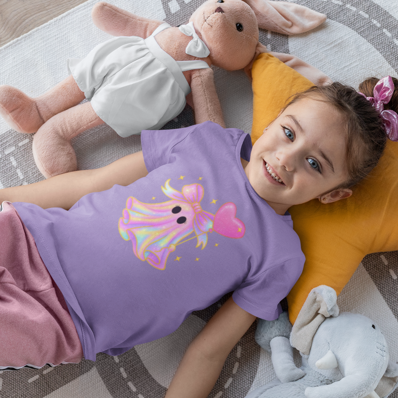 Sweetheart Ghost Graphic Tee Youth Graphic Tee Tea Shirt Shoppe 2T Lavender