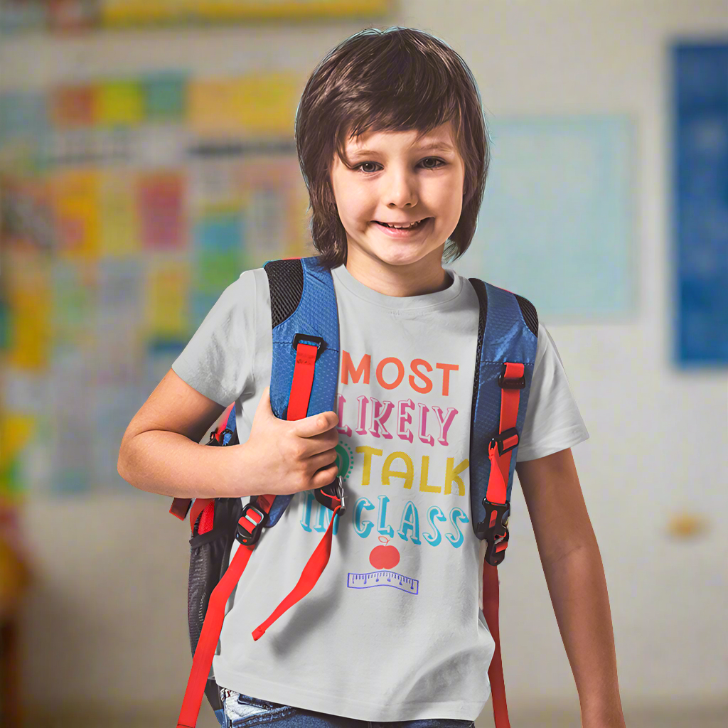 Most Likely to Talk in Class Youth & Toddler Graphic Tee Youth Graphic Tee Tea Shirt Shoppe 2T Natural