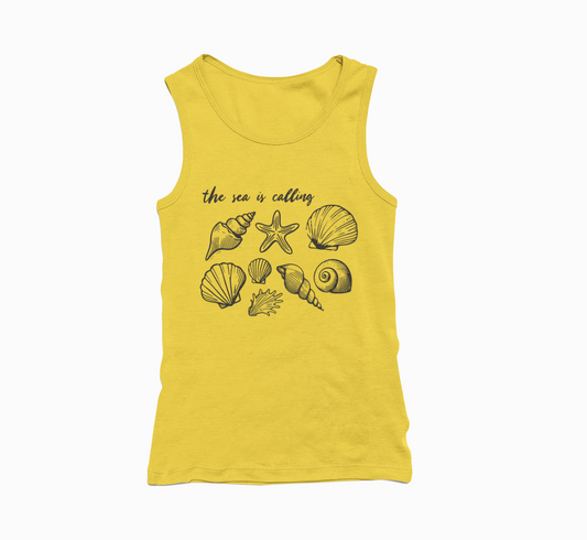 The Sea Is Calling Toddler Graphic Tank Baby & Toddler Clothing Tea Shirt Shoppe Wholesale 2T Yellow