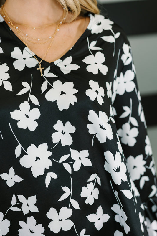 Time and Time Again Floral Blouse in satin – alternate view 2