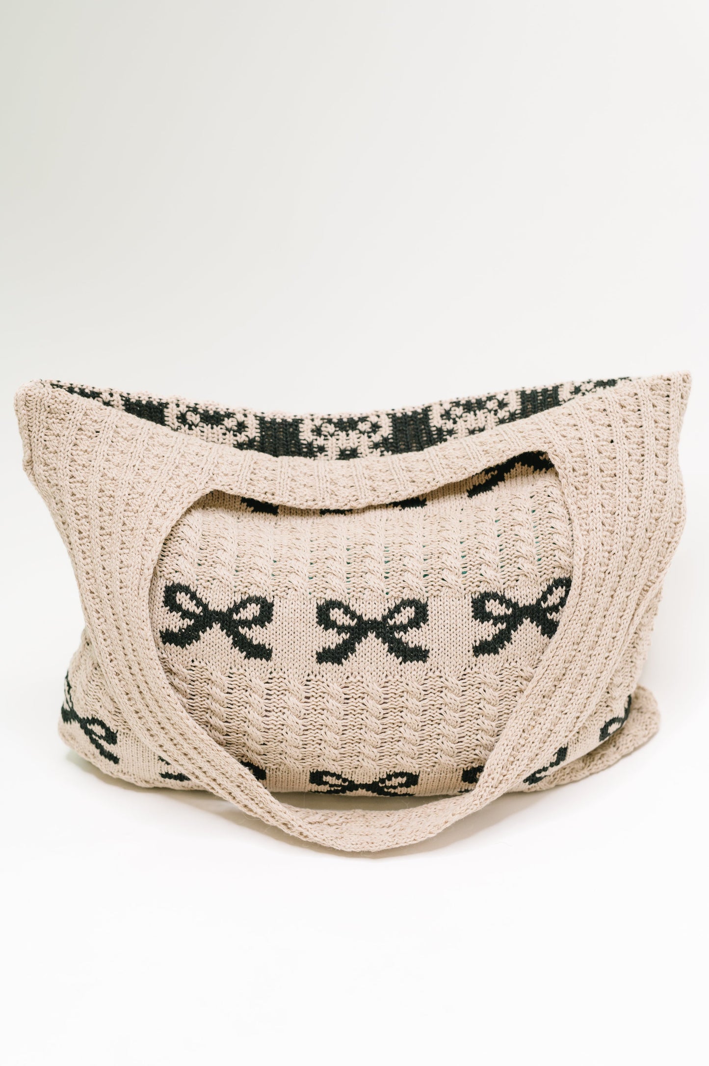 Topped With a Bow knit tote bag in sweater knit – alternate view 4