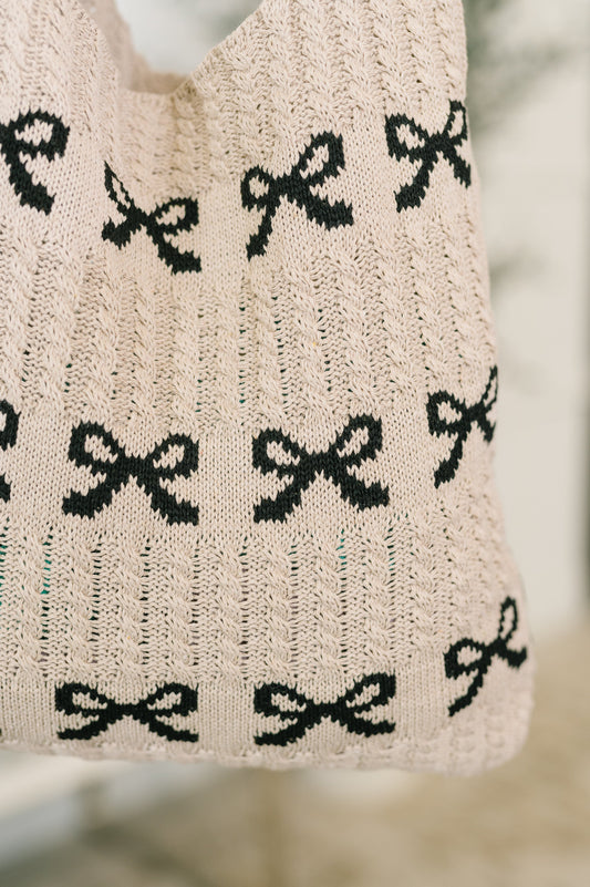 Topped With a Bow knit tote bag in sweater knit – alternate view 2