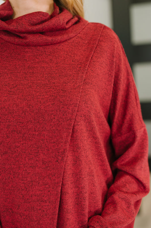 Travel City Scape Turtle Neck Tunic in Wine, knit – alternate view 2
