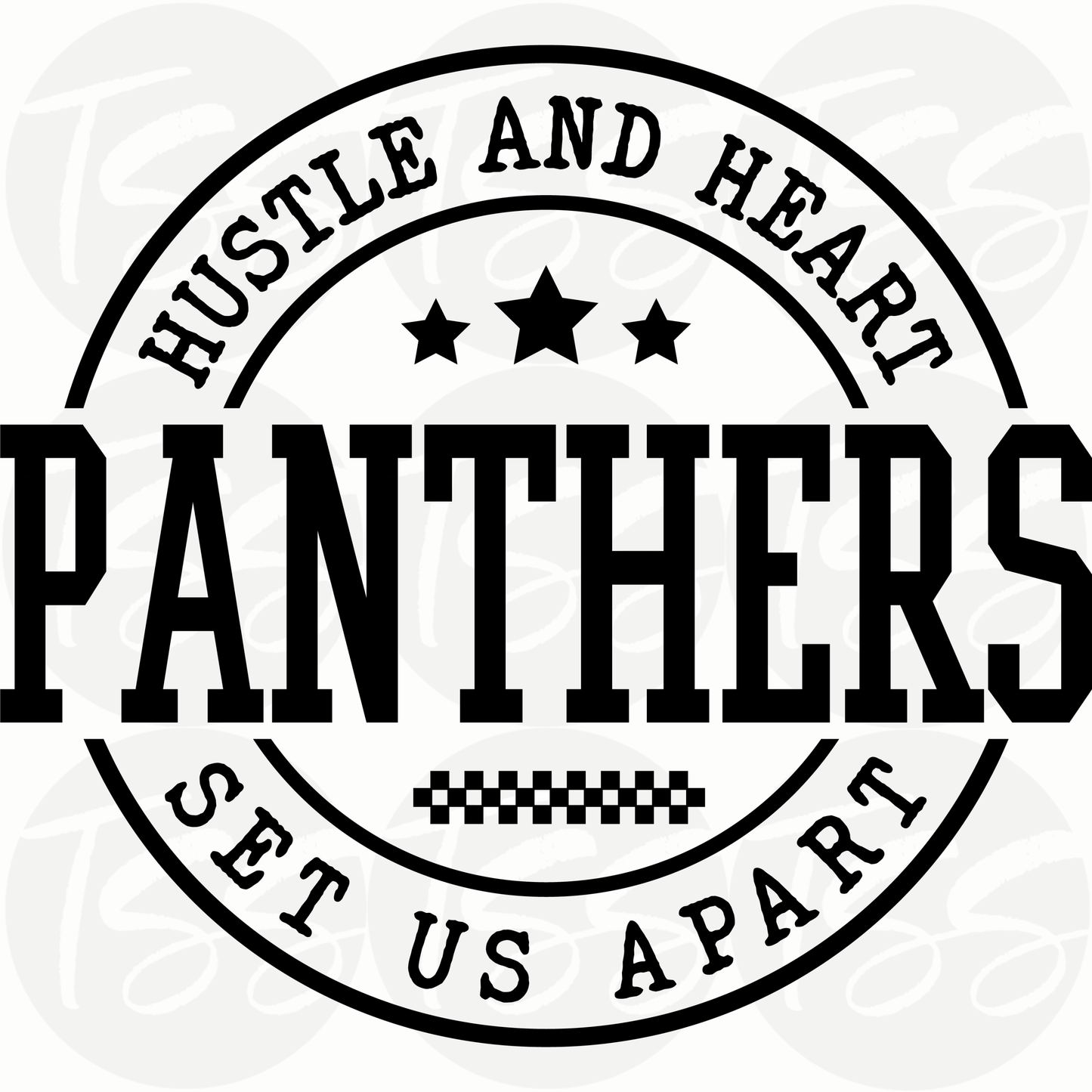 Hustle & Heart Panthers Custom Full Color Ready For Press DTF Print Transfer, Direct To Film