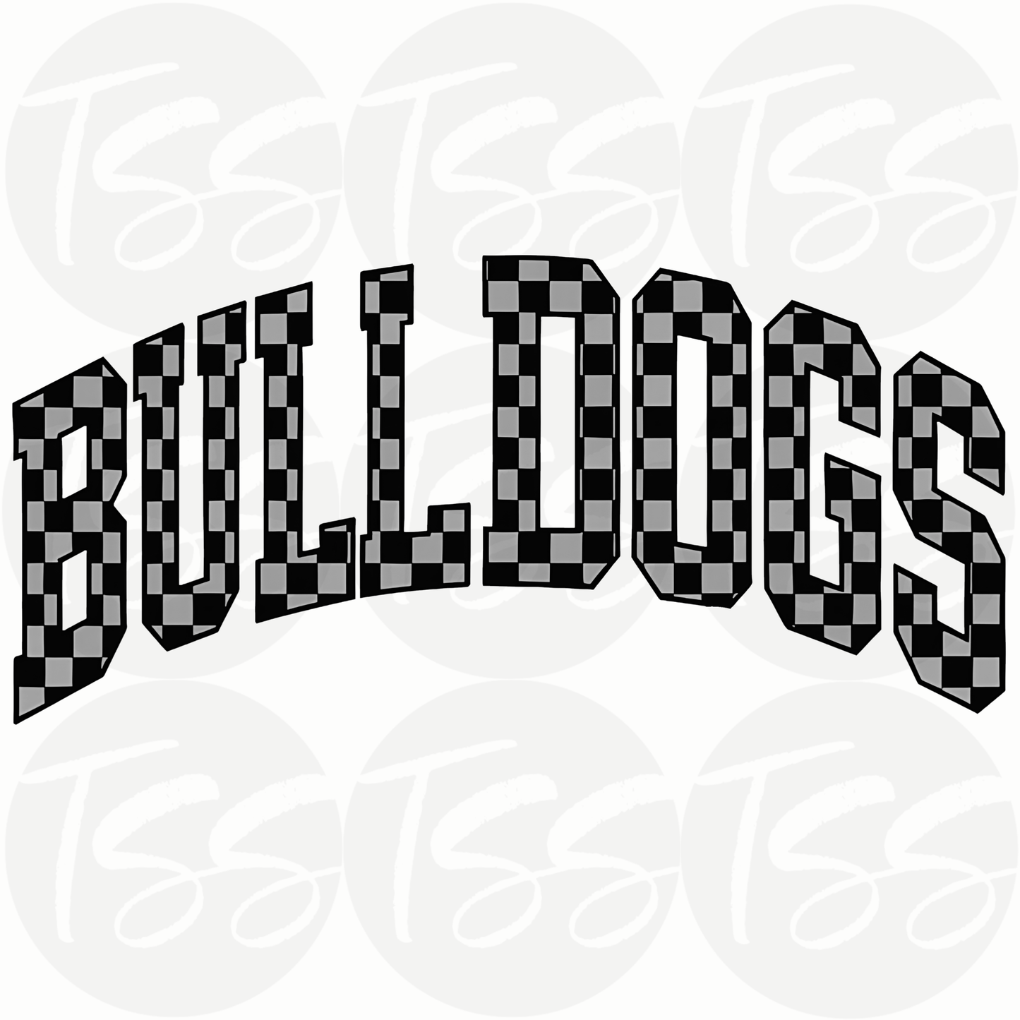 Checkered Bulldogs Custom Full Color Ready For Press DTF Print Transfer, Direct To Film