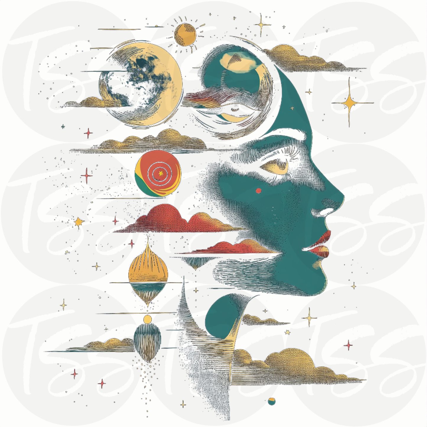 Dreamscape Gaze Custom Full Color Ready For Press DTF Print Transfer, Direct To Film