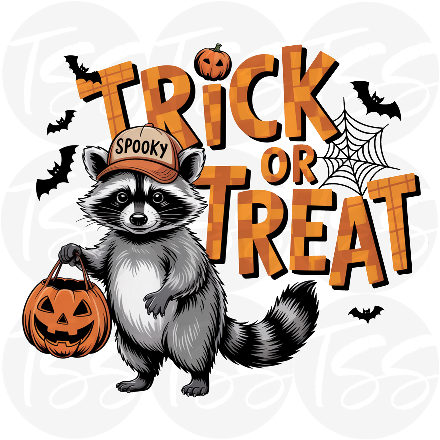 Trick or Treat Bandit Full Color Ready For Press DTF Print Transfer, Direct To Film