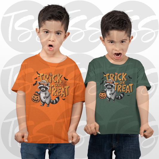 Trick or Treat Bandit Full Color Ready For Press DTF Print Transfer, Direct To Film