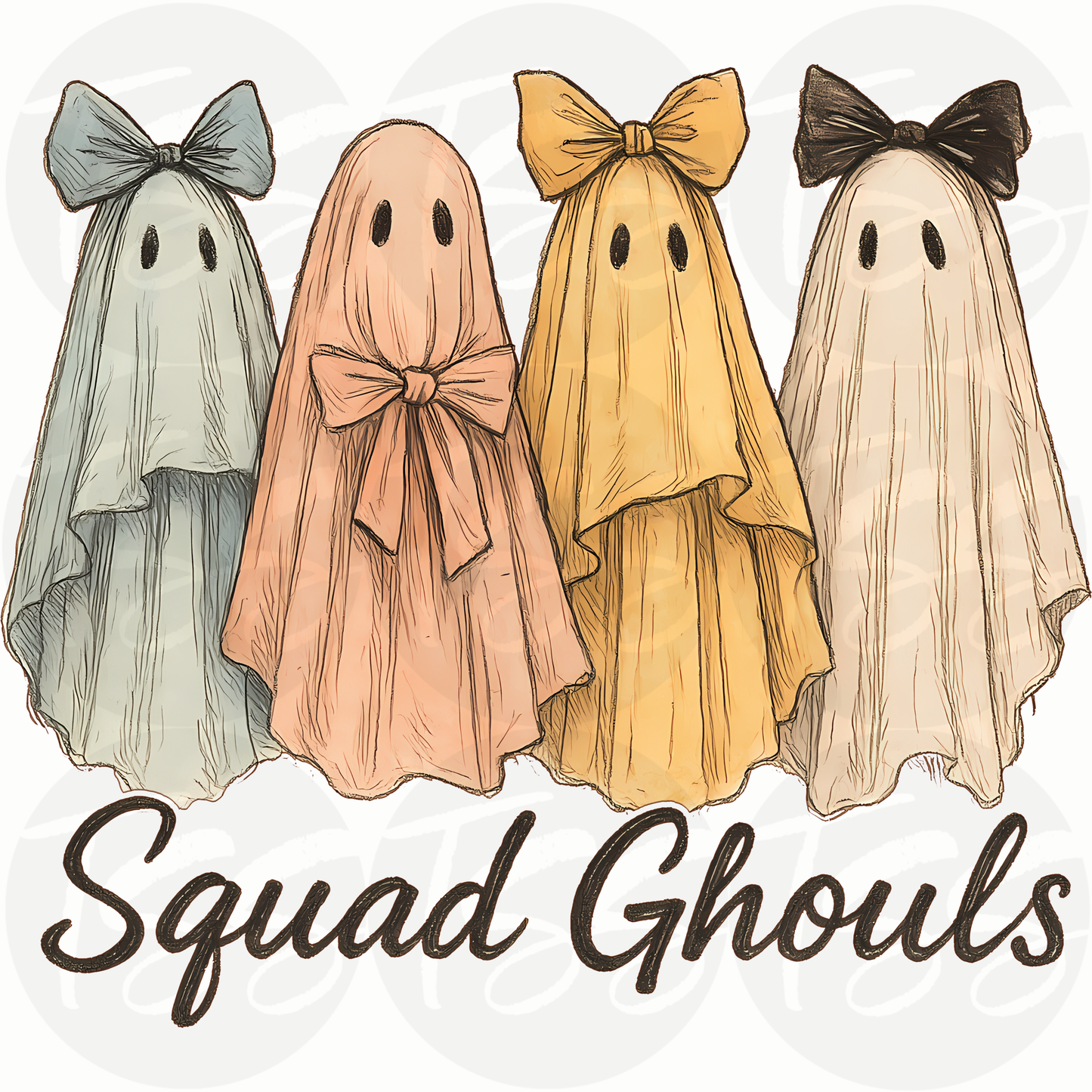 Squad Ghouls Custom Full Color Ready For Press DTF Print Transfer, Direct To Film