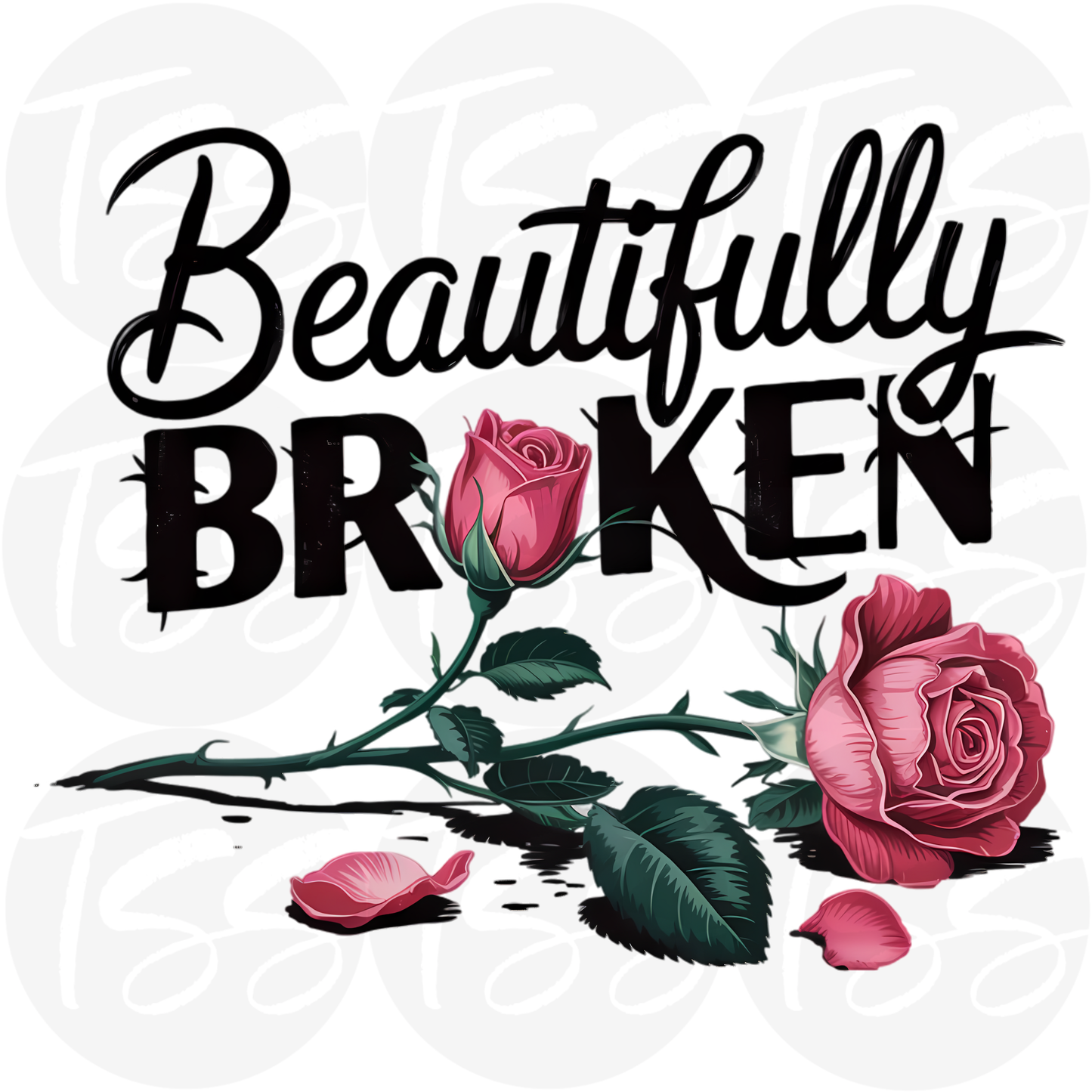Rose in the Wreckage Hot Peel Custom Full Color Ready For Press DTF Print Transfer, Direct To Film