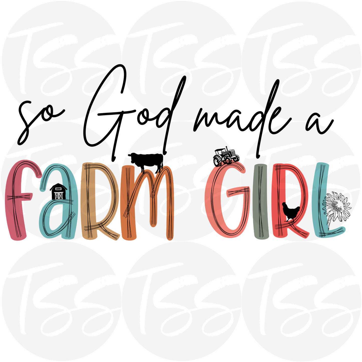 Farm Girl Hot Peel Custom Full Color Ready For Press DTF Print Transfer, Direct To Film
