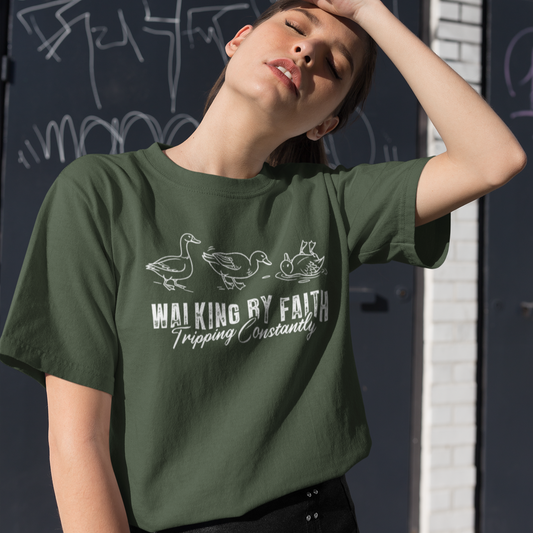 Walking By Faith Graphic Tee T-shirt Tea Shirt Shoppe