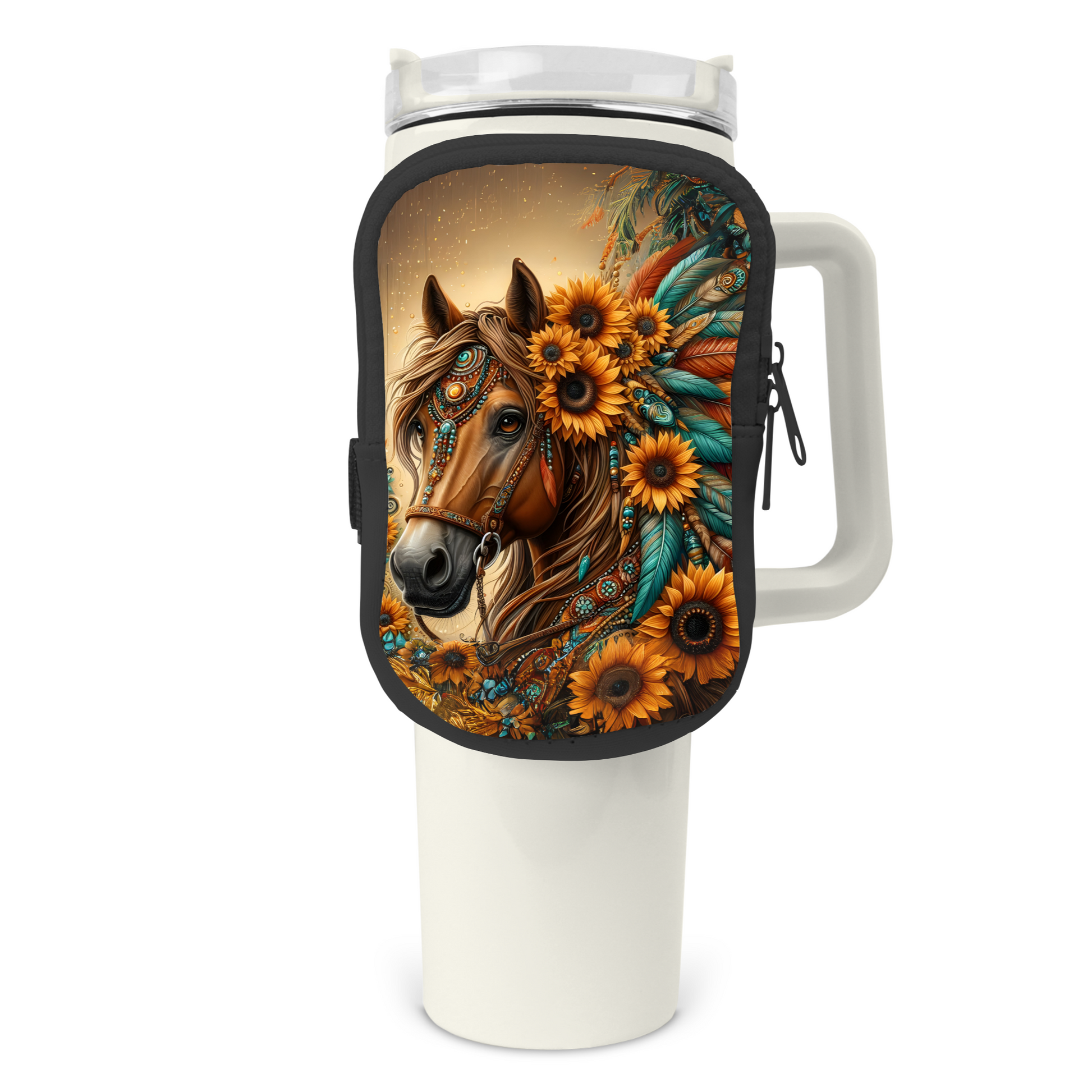 Wild Sunflower Zippered Pouch/Bag For 40oz Tumbler Tumbler Tea-Shirt Shoppe