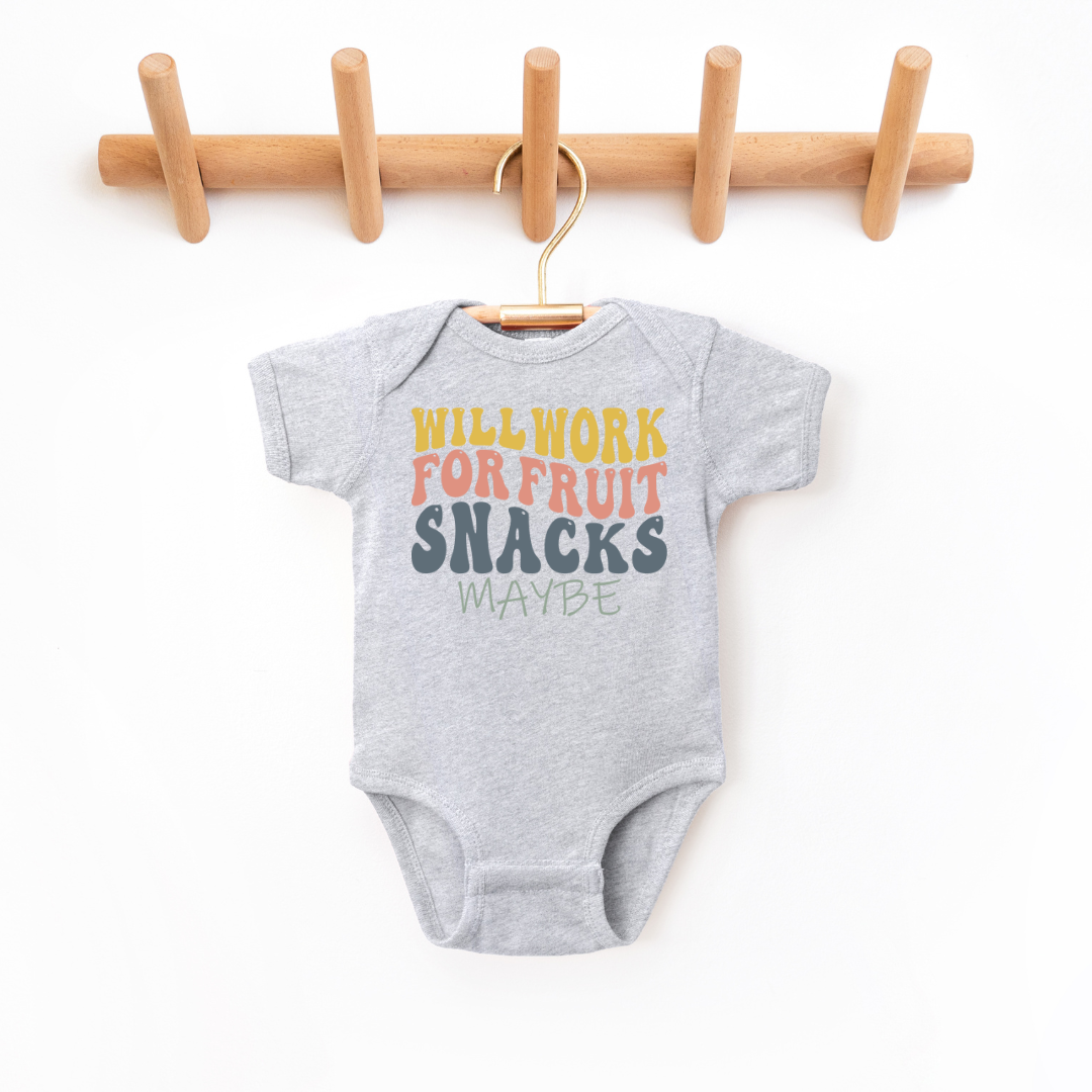 Will Work For Fruit Snacks Infant Bodysuit Baby & Toddler Clothing Tea Shirt Shoppe NB - Bodysuit Heather