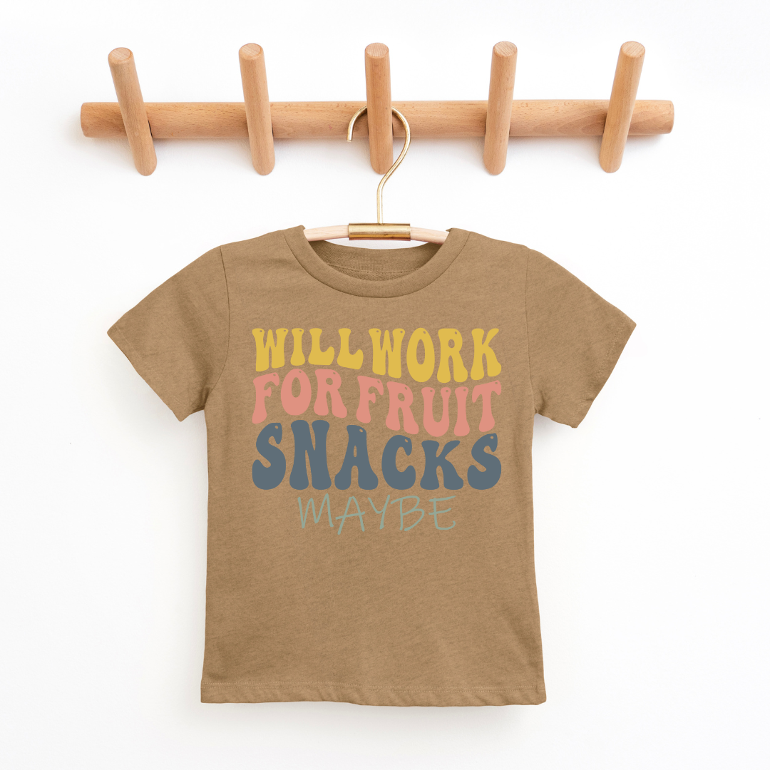 Will Work For Fruit Snacks Youth & Toddler Graphic Tee Youth Graphic Tee Tea Shirt Shoppe 2T Coyote