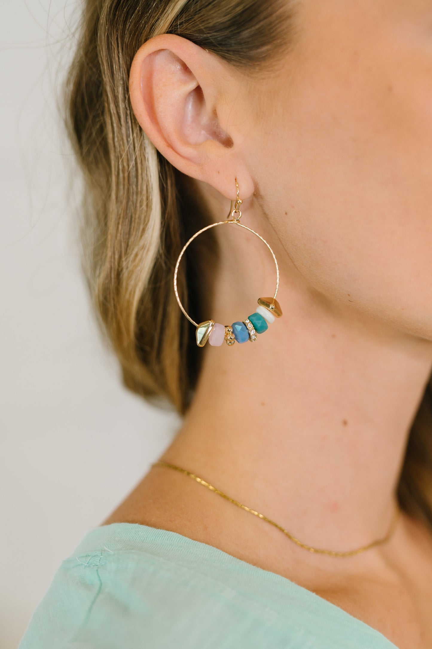 Wouldn't Put It Pastel Her hoop earrings with beaded pastel detail – alternate view 3