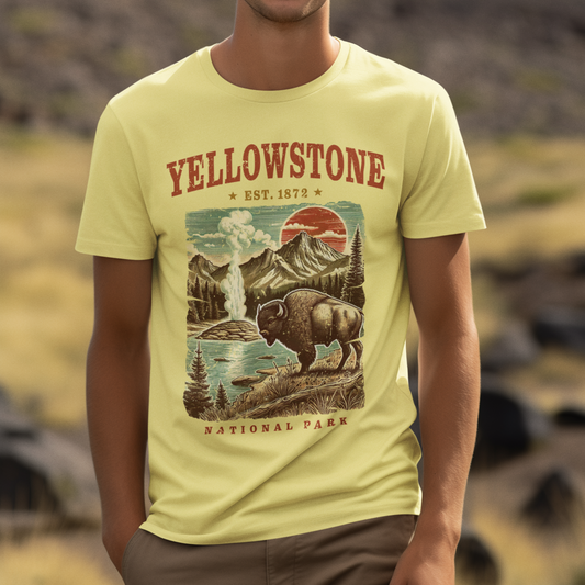 Yellowstone Bison Graphic Tee T-shirt Tea Shirt Shoppe S Cornsilk