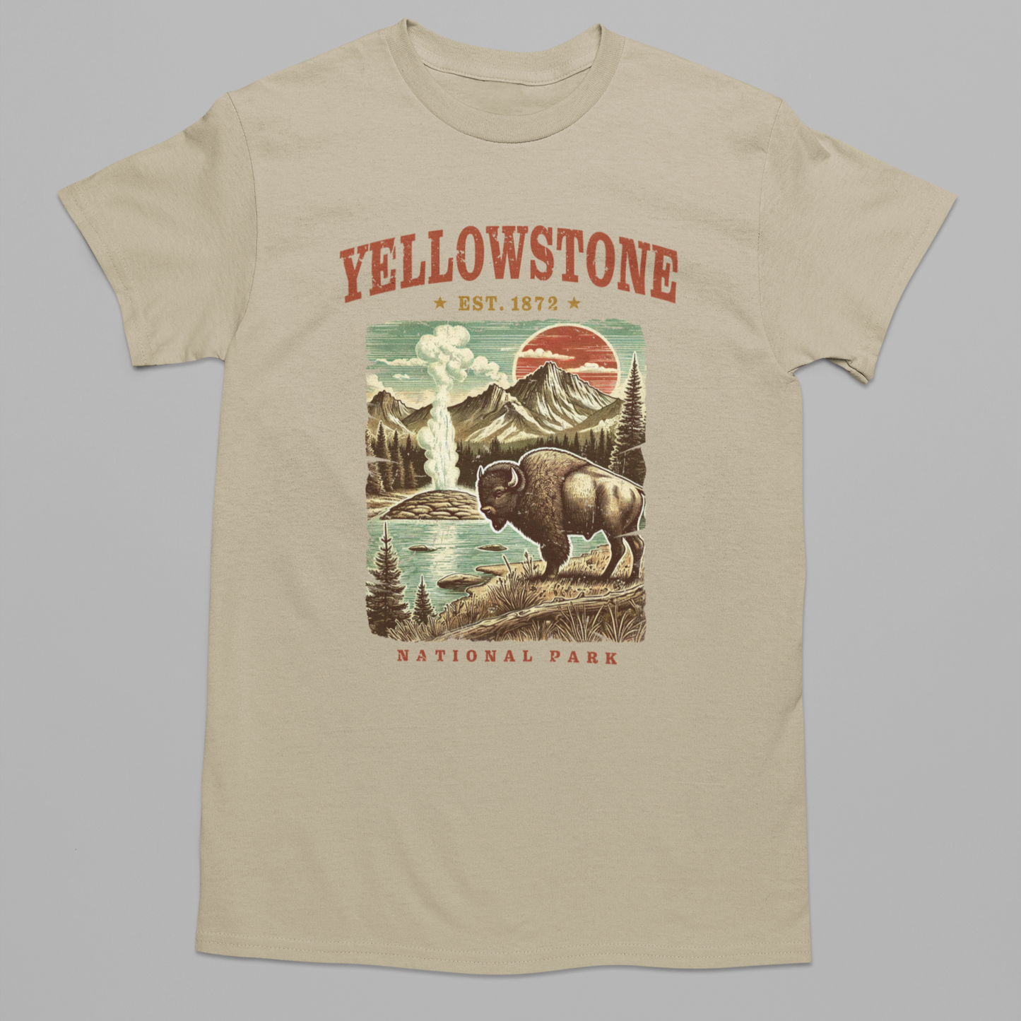Yellowstone Bison Graphic Tee T-shirt Tea Shirt Shoppe S Tan