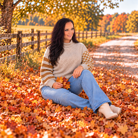 Super Seasonal Patchwork Waffle Knit Sweater