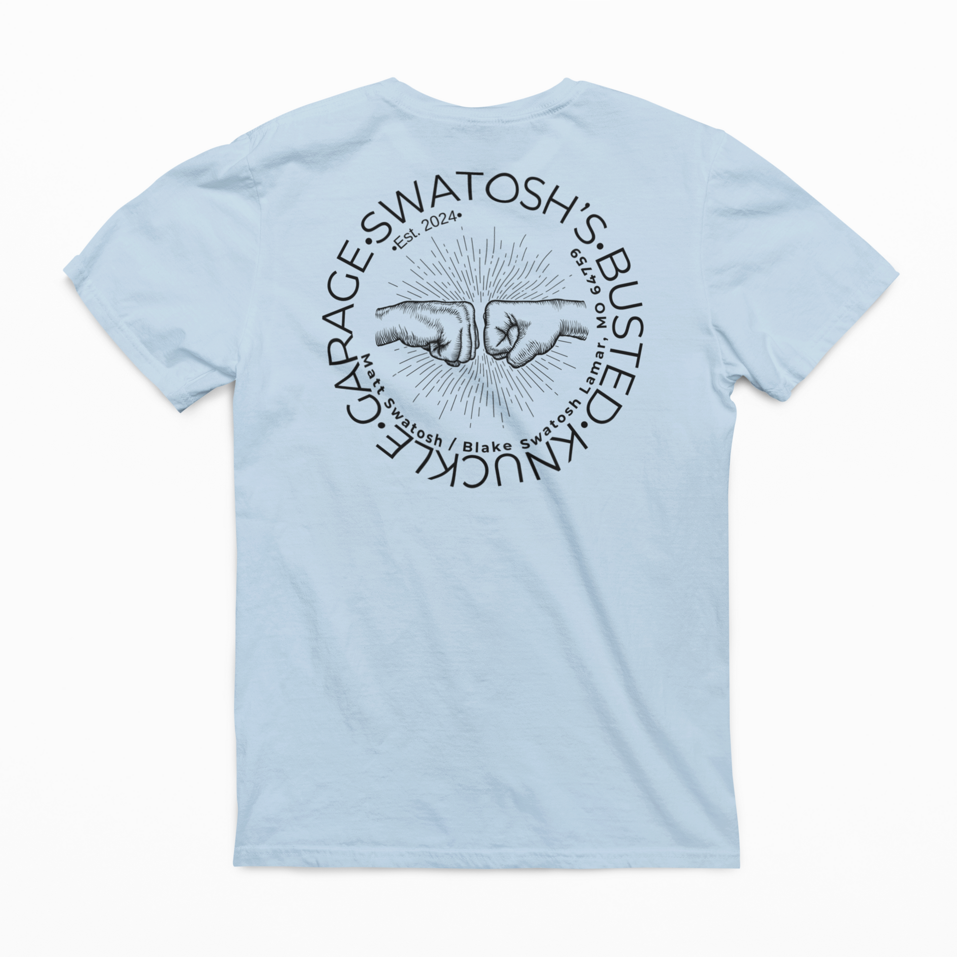 Swatosh's Busted Knuckle Garage Graphic Tee T-shirt Tabs Dad's Tees