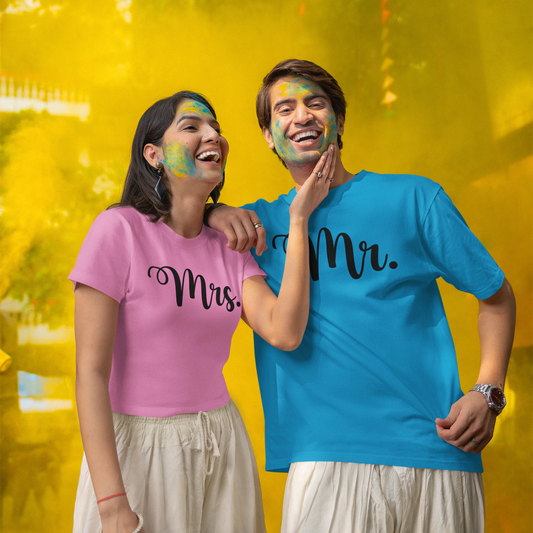 Mr. & Mrs. Classic Graphic Tee T-shirt Tea Shirt Shoppe S Mens Sky