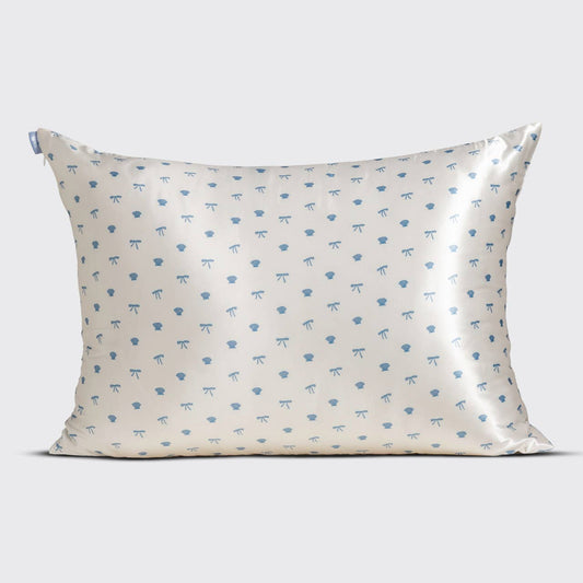 Standard Satin Pillowcase - Pearlized Cream & Coastal Blue Print – alternate view 2
