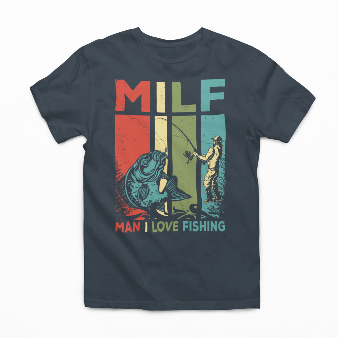 Man I Love Fishing Graphic Tee Mens T-shirt Tea Shirt Shoppe S Dark Grey