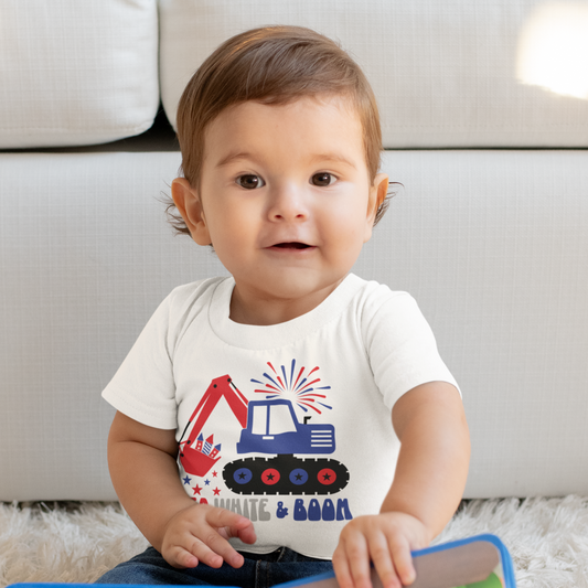 Red White & Boom Infant Bodysuit Baby & Toddler Clothing Tea Shirt Shoppe NB - Bodysuit White