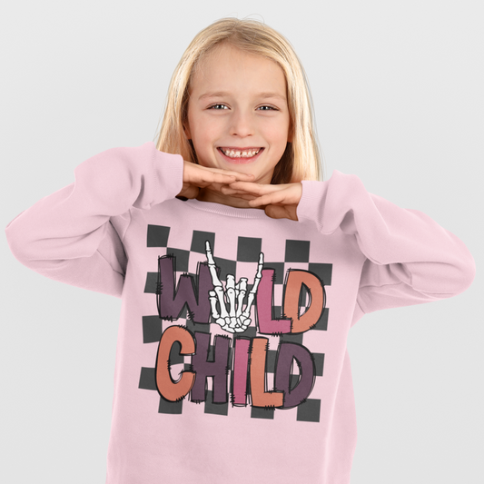 Wild Child Youth & Toddler Sweatshirt Youth Graphic Sweatshirt Tea Shirt Shoppe 2T Pink